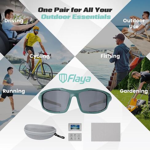 Flaya Polarized Sport Sunglasses for Men & Women UV400 Protection Scratch-Resistant Lightweight TR Frame & Rubber Nose Pads in Saudi Arabia