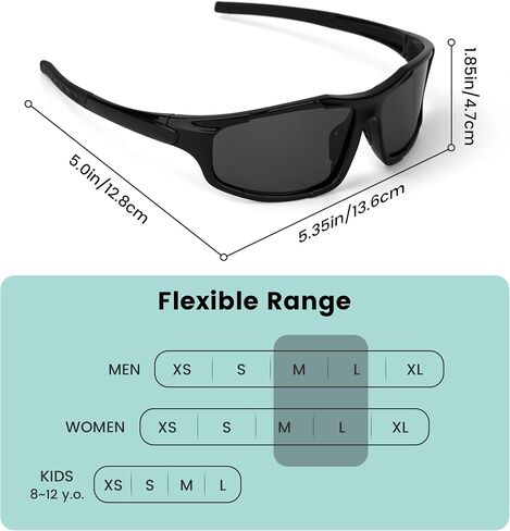 Flaya Polarized Sport Sunglasses for Men & Women UV400 Protection Scratch-Resistant Lightweight TR Frame & Rubber Nose Pads in Saudi Arabia