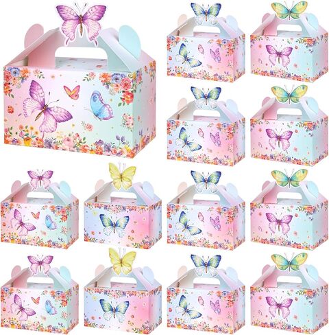 VGOODALL 12PCS Butterfly Party Favor Boxes, Goodie Gable Treat Box Paper Candy Box for Birthday Party Supplies Baby Shower Wedding Party in Saudi Arabia