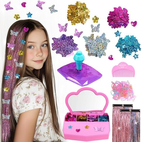 Gem Stapler for Hair ، Asose Hair Gem Stamper Bedazzler Kit with Hair Glitter Patch ، Hair Jewel stamper for Girls ، Hairing Design Art Crafts Gift for Vice 6-12 Girls ، in Kuwait