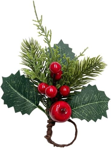 6 Pcs Christmas Napkin Rings,Rustic Napkin Ring Serviette Holders Handmade Red Berry Table Decorations for Wedding Thanksgiving New Year Banquet Birthday Party (Red, 1.4inch) in Saudi Arabia