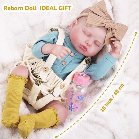 Gagaku واقعية Baby Doll Girl ، 18 بوصة تولد دمى من جديد للأطفال الصغار ، وحياة حقيقية مثل دمية طفل تولد من جديد مع الملحقات ، وملابس حفاضات الزجاجة in Kuwait