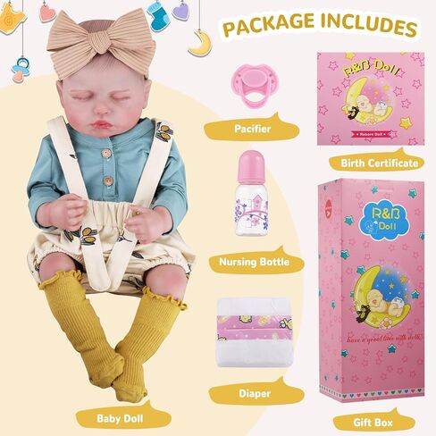 Gagaku واقعية Baby Doll Girl ، 18 بوصة تولد دمى من جديد للأطفال الصغار ، وحياة حقيقية مثل دمية طفل تولد من جديد مع الملحقات ، وملابس حفاضات الزجاجة in Kuwait