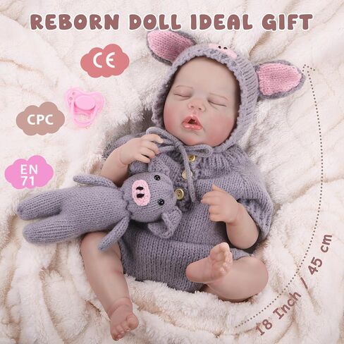 GAGAKU Realistic Baby Doll Girl, 18 Inch Reborn Dolls for Toddlers, Real Life Like Reborn Baby Doll with Accessories, Bottle Diaper Clothes in Kuwait
