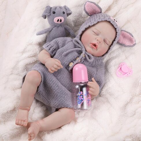 GAGAKU Realistic Baby Doll Girl, 18 Inch Reborn Dolls for Toddlers, Real Life Like Reborn Baby Doll with Accessories, Bottle Diaper Clothes in Kuwait
