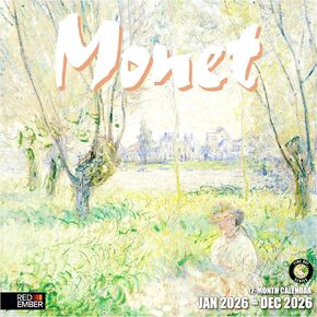 تقويم جداري شهري قابل للتعليق من كلود مونيه RED EMBER لعام 2025 | 12 بوصة × 24 بوصة مفتوح | ورق سميك وقوي | هدية | لوحات فنية in Kuwait