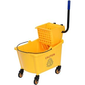 Goplus Commercial Mop Bucket Side Press Wringer Cleaning Caddy with 35 Quart Larger Capacity, Yellow in Kuwait