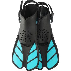 Snorkel Fins, Swim Fins，Travel Size Short Swim Fins for Snorkeling Diving Swimming Adult Men Womens Adjustable Buckles Open Heel Swim Flippers in Saudi Arabia