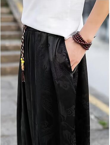 HZCX FASHION Mens Womens Harem Pants Dragon Aladdin Pant Baggy Joggers Kung Fu Hanfu Tai Chi Yoga Pants Loose Trousers in Saudi Arabia