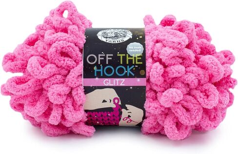 (1 Skein) Lion Brand Yarn Off The Hook Glitz No Needle Bulky Yarn, Peach in Saudi Arabia