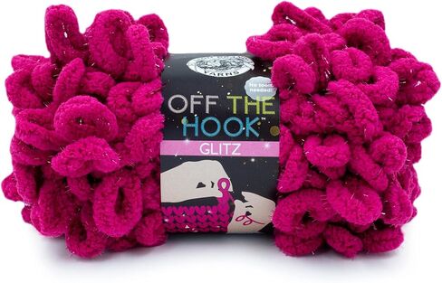 (1 Skein) Lion Brand Yarn Off The Hook Glitz No Needle Bulky Yarn, Peach in Saudi Arabia