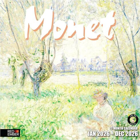 تقويم جداري شهري قابل للتعليق من كلود مونيه RED EMBER لعام 2025 | 12 بوصة × 24 بوصة مفتوح | ورق سميك وقوي | هدية | لوحات فنية in Kuwait