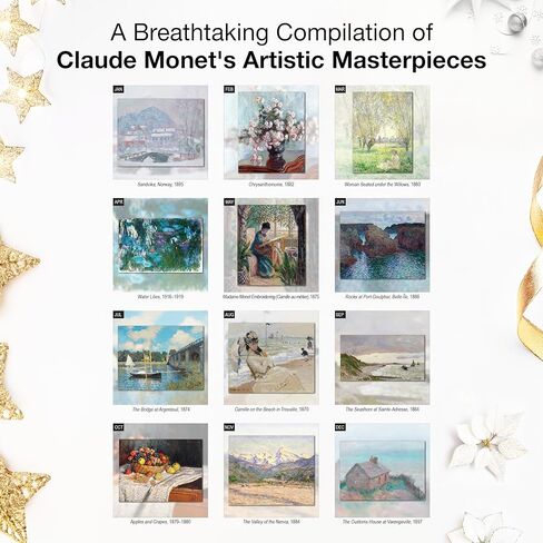 تقويم جداري شهري قابل للتعليق من كلود مونيه RED EMBER لعام 2025 | 12 بوصة × 24 بوصة مفتوح | ورق سميك وقوي | هدية | لوحات فنية in Kuwait