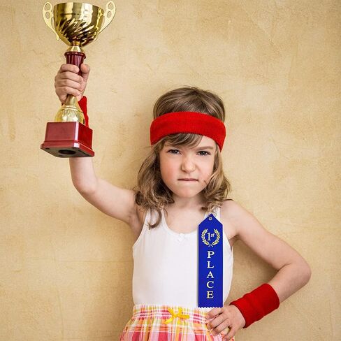 Outus 18 Pieces Award Ribbons 1st, 2nd, 3rd Place Flat Carded Set First Place Prizes with Event Card and Rope for Competition, Sports Event, School, Contests, Blue Red White in Saudi Arabia
