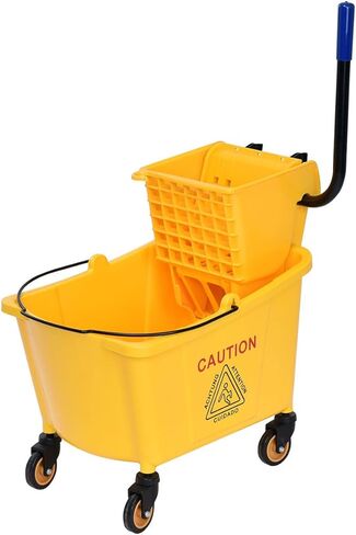 Goplus Commercial Mop Bucket Side Press Wringer Cleaning Caddy with 35 Quart Larger Capacity, Yellow in Kuwait