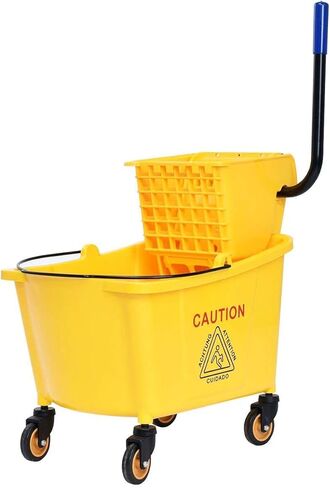 Goplus Commercial Mop Bucket Side Press Wringer Cleaning Caddy with 35 Quart Larger Capacity, Yellow in Kuwait