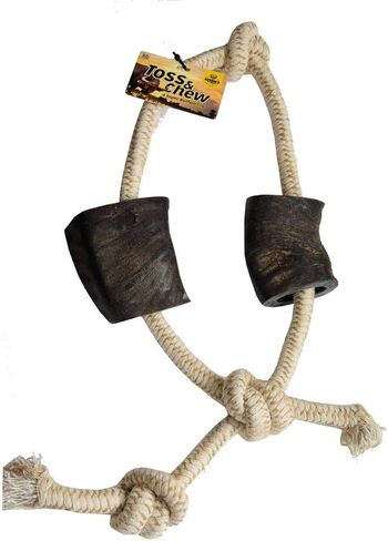 Buffalo Horn Rope Toy for Dogs, 12" in Kuwait