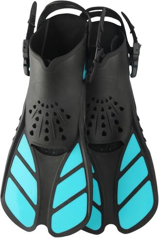 Snorkel Fins, Swim Fins，Travel Size Short Swim Fins for Snorkeling Diving Swimming Adult Men Womens Adjustable Buckles Open Heel Swim Flippers in Saudi Arabia