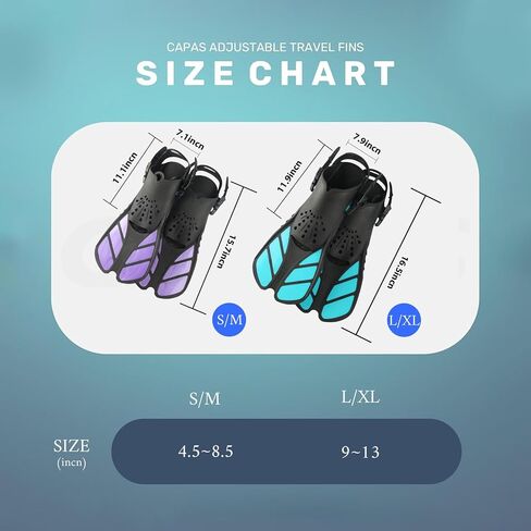Snorkel Fins, Swim Fins，Travel Size Short Swim Fins for Snorkeling Diving Swimming Adult Men Womens Adjustable Buckles Open Heel Swim Flippers in Saudi Arabia