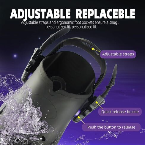 Snorkel Fins, Swim Fins，Travel Size Short Swim Fins for Snorkeling Diving Swimming Adult Men Womens Adjustable Buckles Open Heel Swim Flippers in Saudi Arabia