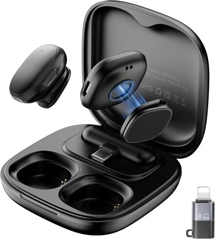 Mini Wireless Lavalier Microphone,AI Noise Cancelling,Lapel Mics with USB-C/Lightning Plug,Magnetic Mic, 40H Battery Life for iPhone/Android/PC/Tablets,Case for Stream, Vlog,TikTok,YouTube in Saudi Arabia