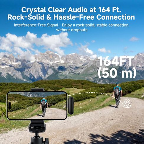 Mini Wireless Lavalier Microphone,AI Noise Cancelling,Lapel Mics with USB-C/Lightning Plug,Magnetic Mic, 40H Battery Life for iPhone/Android/PC/Tablets,Case for Stream, Vlog,TikTok,YouTube in Saudi Arabia