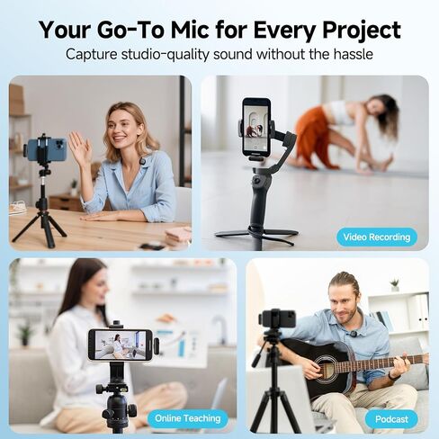 Mini Wireless Lavalier Microphone,AI Noise Cancelling,Lapel Mics with USB-C/Lightning Plug,Magnetic Mic, 40H Battery Life for iPhone/Android/PC/Tablets,Case for Stream, Vlog,TikTok,YouTube in Saudi Arabia