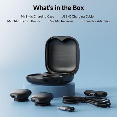 Mini Wireless Lavalier Microphone,AI Noise Cancelling,Lapel Mics with USB-C/Lightning Plug,Magnetic Mic, 40H Battery Life for iPhone/Android/PC/Tablets,Case for Stream, Vlog,TikTok,YouTube in Saudi Arabia