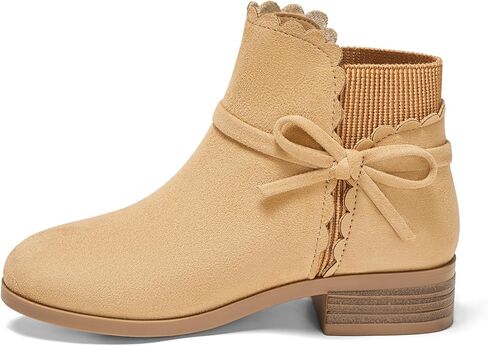 Coutgo Girls Toddler Bow Bow Boots Canly سحب على أحذية سقوط الكعب المنخفض in Saudi Arabia
