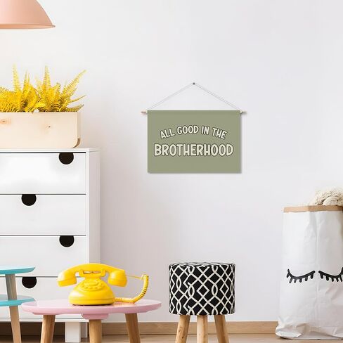 Little Man Cave Poster Hanger with Wood Frame, Trendy Retro Sage Green Checkered Lightning Peace Sign Wall Art Decor for Boys Room, Kids Posters for Toddler Bedroom Decor, 12x16 Inch Set of 3 in Kuwait