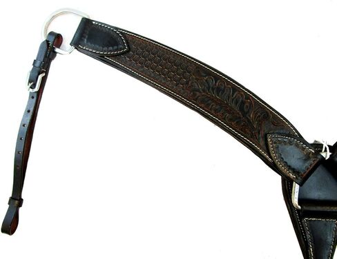 Western Breast Collar Oak Tooled Black Leather Roping Barrel Breastcollar Trail Pleasure Horse Breastplate in Saudi Arabia