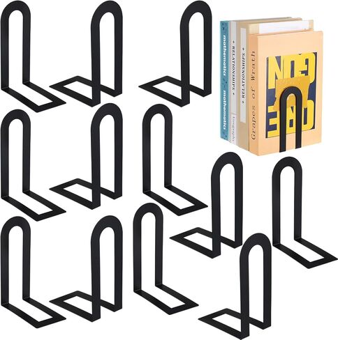chunful 6 pcs نهايات المعادن الحديثة للأرفف الزخرفية الصغيرة السوداء الكتب الجرف منظم الحد الأدنى من التصميم سدادة لعقد كتب للمكتب المنزلي in Kuwait