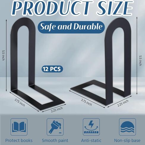 chunful 6 pcs نهايات المعادن الحديثة للأرفف الزخرفية الصغيرة السوداء الكتب الجرف منظم الحد الأدنى من التصميم سدادة لعقد كتب للمكتب المنزلي in Kuwait