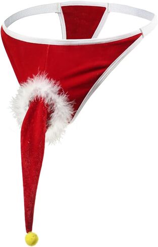 رجال ثونغ مضحك عيد الميلاد G-String الرنة Elk سانتا قبعة الجدة عيد الميلاد cosplay نكتة هدايا هدايا الانتفاخ حقيبة مثير mankini in Kuwait