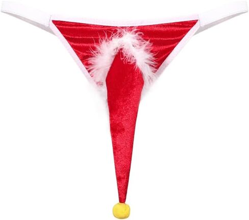 رجال ثونغ مضحك عيد الميلاد G-String الرنة Elk سانتا قبعة الجدة عيد الميلاد cosplay نكتة هدايا هدايا الانتفاخ حقيبة مثير mankini in Kuwait