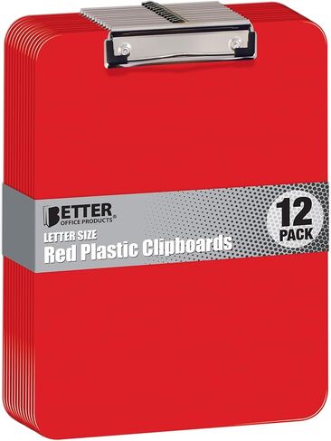 ألواح كتابة بلاستيكية صفراء من Better Office Products، 12 عبوة، متينة، 12.5 × 9 بوصة، مشبك منخفض الشكل، أصفر، مجموعة من 12 قطعة in Saudi Arabia