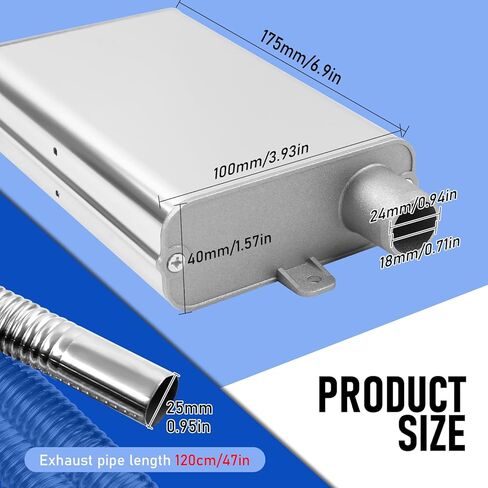 300cm/118" Diesel Heater Exhaust Pipe with Upgraded Muffler and Clamps, 1"/2.5cm ø Generator Exhaust Extension Stainless Steel Exhaust Pipe Parking Air Heater Fuel Tank Diesel Gas Vent Hose in Kuwait