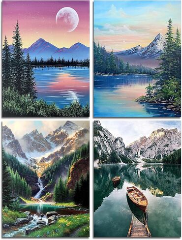 مجموعات اللوحات الماس Lanzeyo للبالغين مجموعات فن الماس للمبتدئين للمبتدئين الماسيين مجموعات الأزهار الجدار الفني DIY الكبار الحرفيين 4pcs Gem Art (Flower) in Kuwait