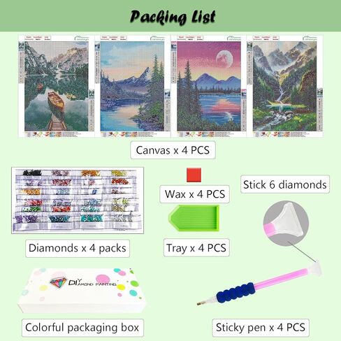 مجموعات اللوحات الماس Lanzeyo للبالغين مجموعات فن الماس للمبتدئين للمبتدئين الماسيين مجموعات الأزهار الجدار الفني DIY الكبار الحرفيين 4pcs Gem Art (Flower) in Kuwait