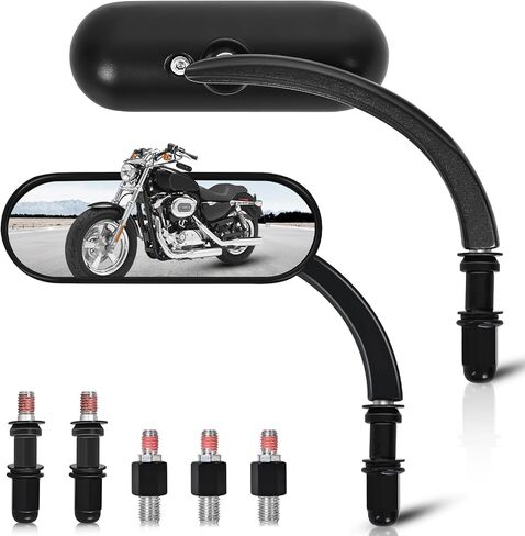 مرايا الدراجات النارية للمقودات ، Universal M8 M10 BLACK VINE VINE مرايا متوافقة مع Harley Sportster Road King V-Rod Street Glide Electra Glide Dyna Softail Honda Kawasaki والمزيد in Kuwait
