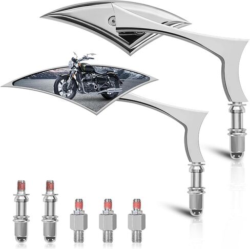 مرايا الدراجات النارية للمقودات ، Universal M8 M10 BLACK VINE VINE مرايا متوافقة مع Harley Sportster Road King V-Rod Street Glide Electra Glide Dyna Softail Honda Kawasaki والمزيد in Kuwait