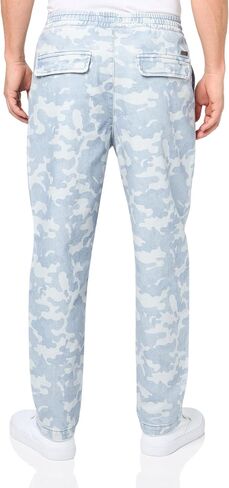 A|X Armani Exchange Men's Non Stretch Cotton Camo Denim Drawstring Trouser Pants, Celestial Blue in Saudi Arabia