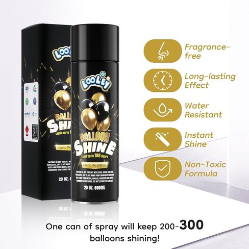 Balloon Shine Spray, 15oz Ultra Lasting High Shine Balloon Spray, Waterproof and Instant Gloss Formula, No-Wipe Balloon Shine Spray Latex Balloons for Party and Event Decorations in Saudi Arabia
