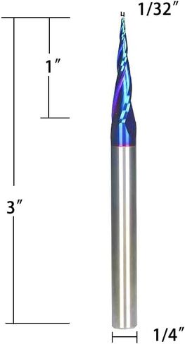 1/4 بوصة 1/8 بوصة 1/16 بوصة مجموعة مطحنة نهاية كروية مدببة 1/4 بوصة 3 عبوات | لقم التوجيه CNC الحلزونية، مطلية باللون الأزرق النانو، مقطوعة للأعلى، نحت كربيد صلب ثنائي الأبعاد وثلاثي الأبعاد 0.1 درجة 2.4 درجة 3.6 درجة in Kuwait