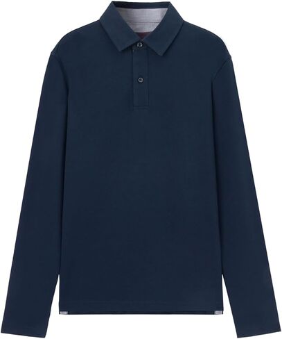 قمصان بولو للرجال من القطن كاجوال بأكمام طويلة ماصة للرطوبة، مقاس عادي in Kuwait