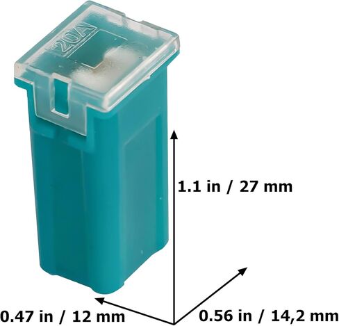 20A Delon Technology - Block Fuses JCase Tall, 5 Pack, 14,2x12x27mm / 0.56x0.47x1.1 Inch, max 32V, Blue in Kuwait