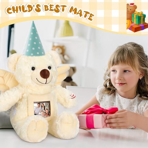 Leyndo Angel Remembrance Bear Plush Stuffed Animal with Recorder 12 Inch Voice Recording Dolls with a Picture Frame Memorial Toy for Family Baby Shower Birthday Party Gifts(Cream) in Kuwait