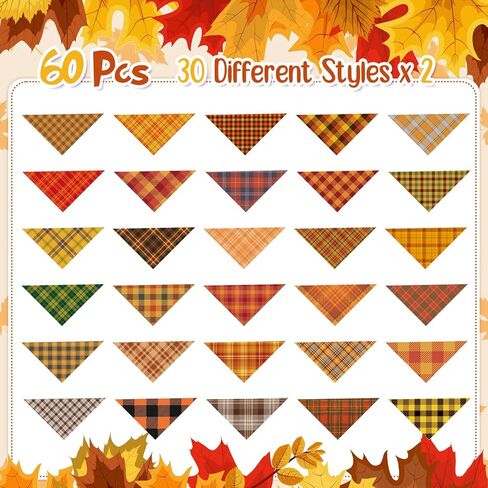 Sweetude 60 Pcs Winter Plaid Dog Bandanas Bulk Winter Pet Scarf Bibs Puppy Bandana Adjustable Washable Kerchief Pet Costume Accessories Grooming Supplies for Small to Large Cats Dogs in Saudi Arabia