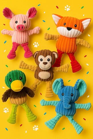 Jalousie Extra-Large Dog Squeaky Toy Interactive Rope Plush Toy for Small Medium Large Breeds Durable Dog Chew Toy (Fox2) in Saudi Arabia