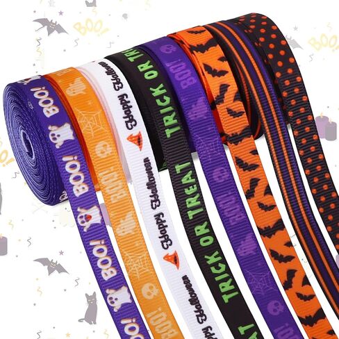 TONIFUL 6 Rolls 1 Inch Easter Grosgrain Ribbon with Eggs/Rabbits/Carrots/Dots Pattern for Handmade Crafts, Wreaths and Gift Wrapping, Basket Decor, Bows Making, Easter Day Decoration (5 Yards/roll) in Kuwait